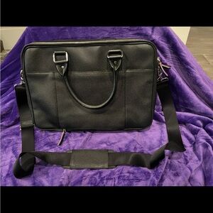 Cole Haan American Airlines Black Leather Briefcase Bag
